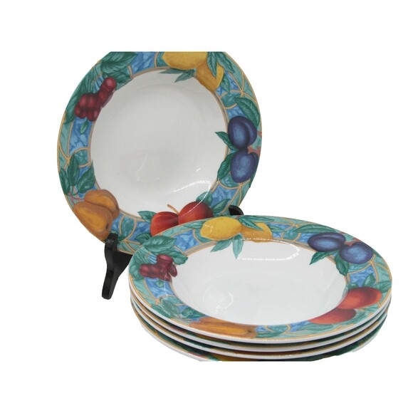 Victoria & Beale Casual Forbidden Fruit Rim Soup Pasta Bowls Bundle of 5 - Picture 1 of 10